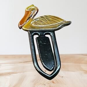 Pelican bird Bookmark Hand Painted Resin Decorative Reading Book Lover Gift